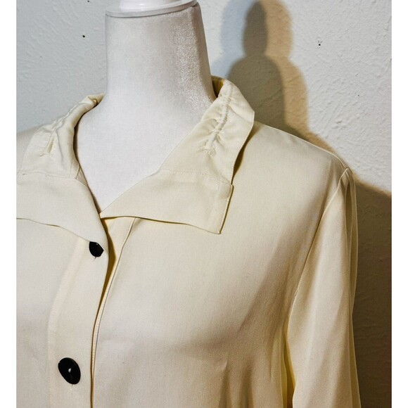 Soft Surroundings Size L Ivory Ruched Sleeve Shacket Oversized Buttons Timeless - Picture 5 of 14